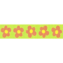 TTPB013C - Flowers Orange with Lime Green Background