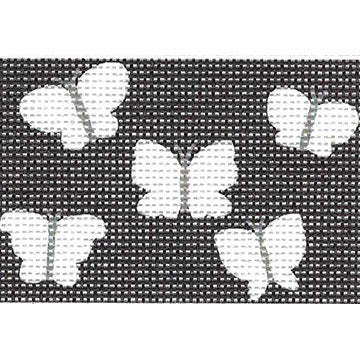 TTW050F - White Butterflies Black Background