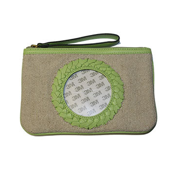 Canvas Wristlet with leather Trim