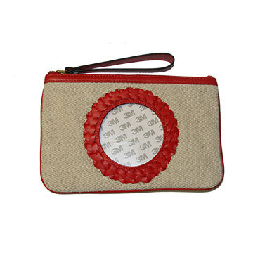 Canvas Wristlet with leather Trim