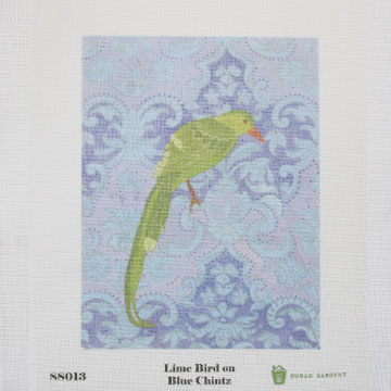 SS013 - Lime Bird on Blue Chintz