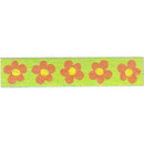 TTT003C - Orange Flowers Lime Green Background