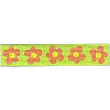 TTT003C - Orange Flowers Lime Green Background