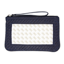 Woven Leather Clutch Navy with Rectangle Insert