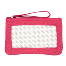 Woven Leather Clutch Hot Pink with Rectangle Insert