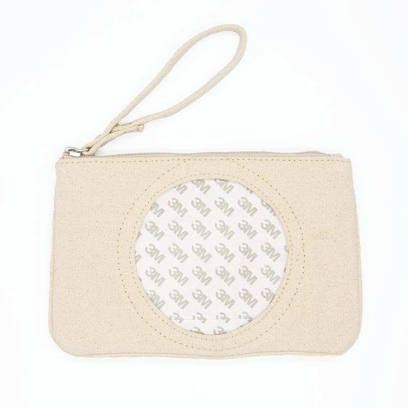 Natural Canvas Clutch with Round Insert