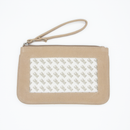 Taupe Canvas Clutch with Rectangle Insert