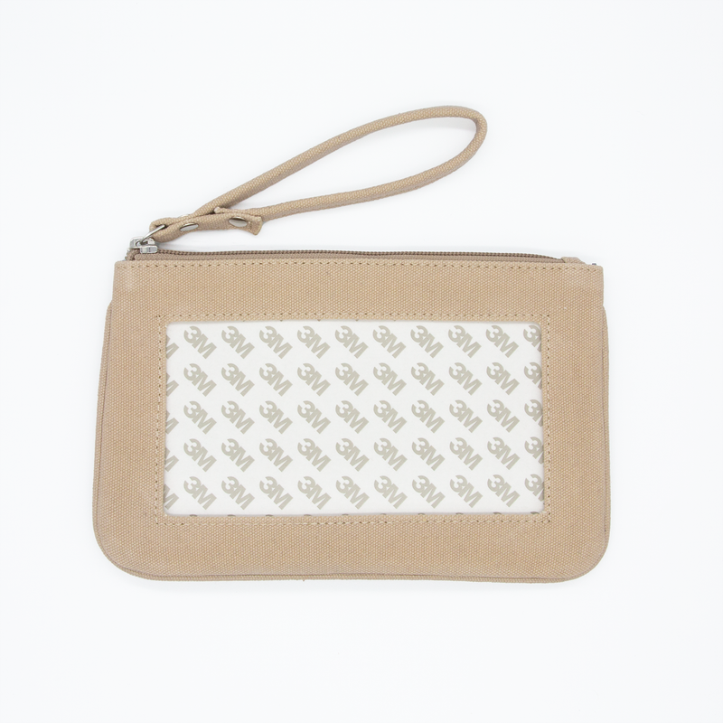 Taupe Canvas Clutch with Rectangle Insert